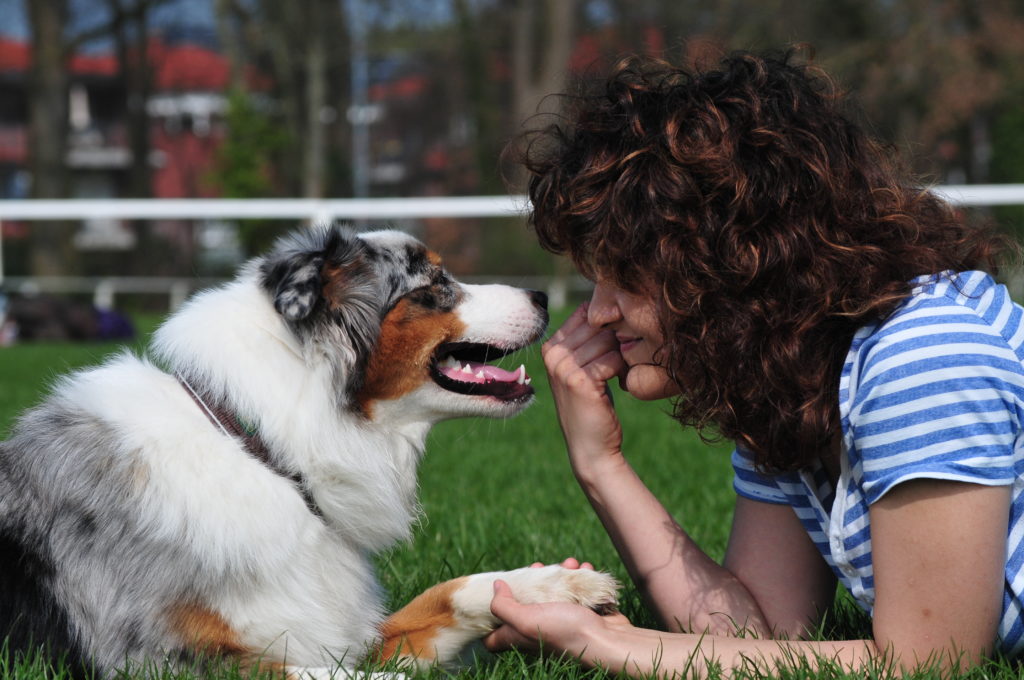 Young woman and her dog